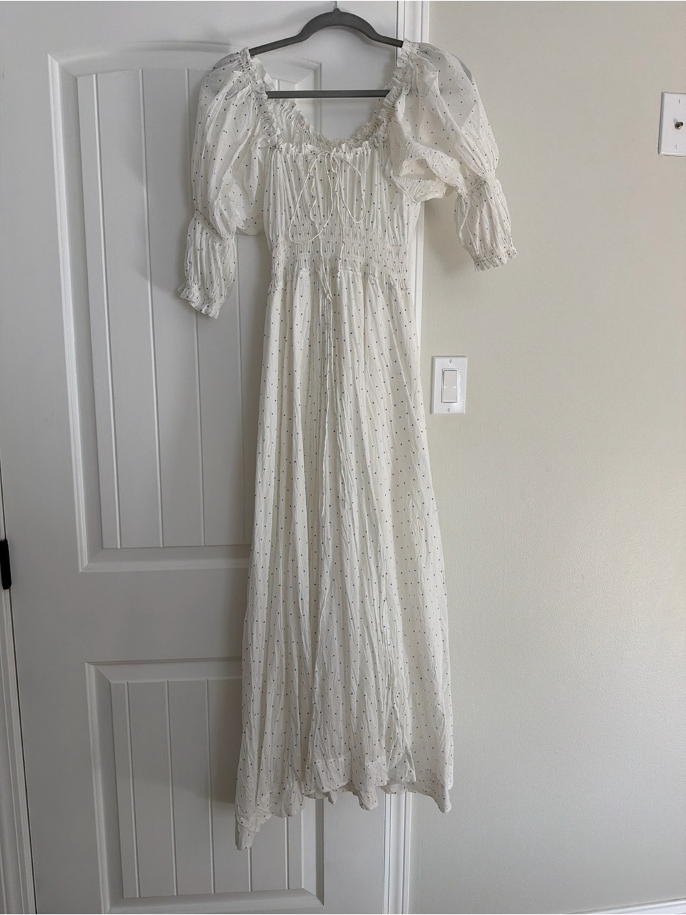 Doen Ivory Maxi Dress with Black Dot Print